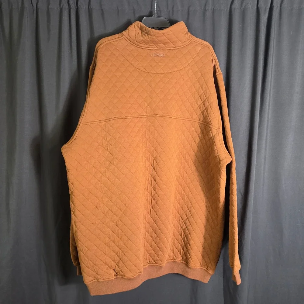 Heybo Outdoors Quilted Pullover Mens XXXL Brown Diamond Stitch Snap Mock Neck